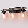 Farmhouse Bathroom Light Fixtures, Rustic Handmade Wood Bathroom Vanity Light with Pretty Glass Shade, Industrial Wall Sconce for Bathroom,Living Room,Hallway (3 Light)