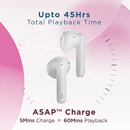 Image of boAt Airdopes 141 Pro True Wireless in Ear Earbuds with 45H Playtime, Quad Mics Enx Tech, 12mm Drivers, ASAP Charge, Beast Mode for Gaming & BT v5.3(Siberian White)