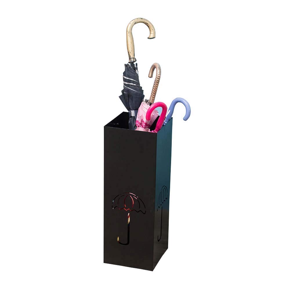 Porte-parapluie porte canne de marche carré métal rigide avec bac égouttoir amovible entrée