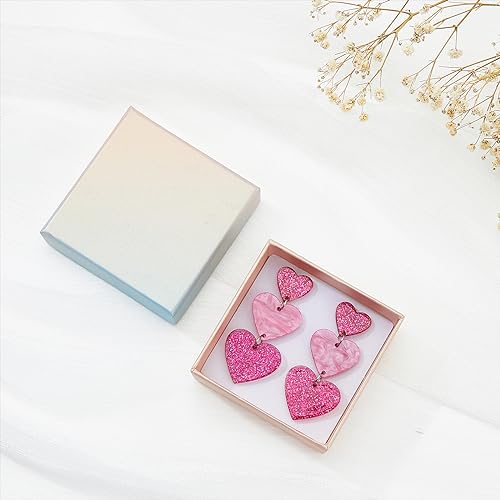 Image of 2 PCS Heart Earrings for Concert 80S Heart Drop Earrings for Halloween, Valentine's Day, 2 Pairs, Acrylic, No Gemstone