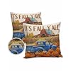 Farmhouse Fall Outdoor Waterproof Pillow Covers Thanksgiving Pumpkins Truck Rustic Decorative Square Throw Pillowcase Sofa Cushion Sham for PatioCouchChair 26×26 2 Pack