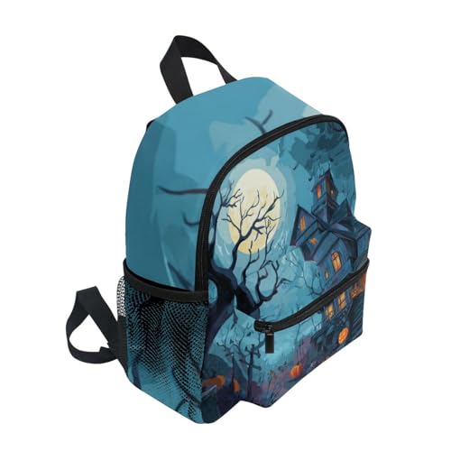 Halloween Haunted House Preschool Backpack Pumpkin Dark School Backpack Daycare Bookbag for Kids 3-82