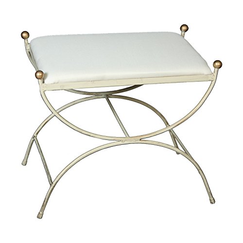 DONREGALOWEB Divan descalzadora de Hierro Forjado con Asiento tapizado Decorado en Color Blanco decape