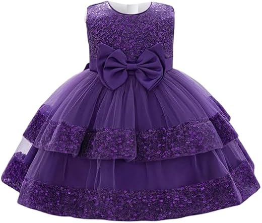 SARAHA DESIGNER Javan Toddler & Infant Sequin Dress | Tiered Ruffle Skirt Frock | 0-3Y