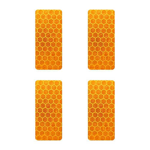 Refractive Stickers Rectangular Diamond Flat, Orange, Set of 4