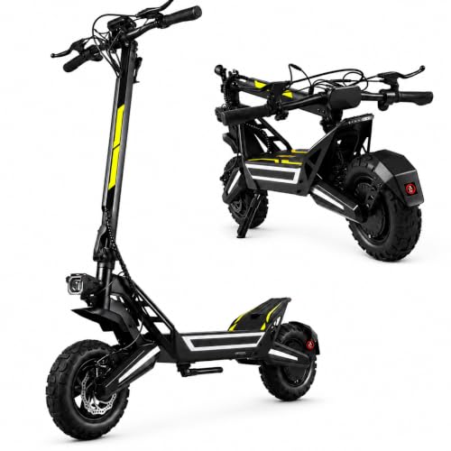 Image of VAXEN J2MAX Electric Scooter for Adults, Heavy Duty Foldable Off Road E Scooter, 11" Pneumatic Tyres, Front Rear Suspension, Disc Brakes, Wide Anti-Slip Deck