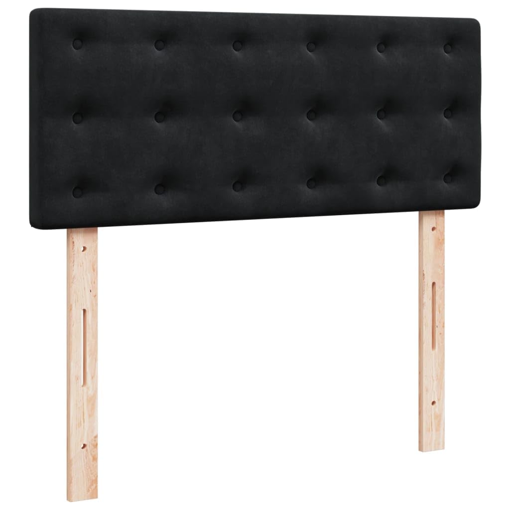 vidaXL Boxspringbett, Polsterbett Bett mit Matratze Matratzenauflage, Bettgestell mit Kopfteil Lattenrost, Doppelbett für Schlafzimmer, Schwarz 120x200cm Samt