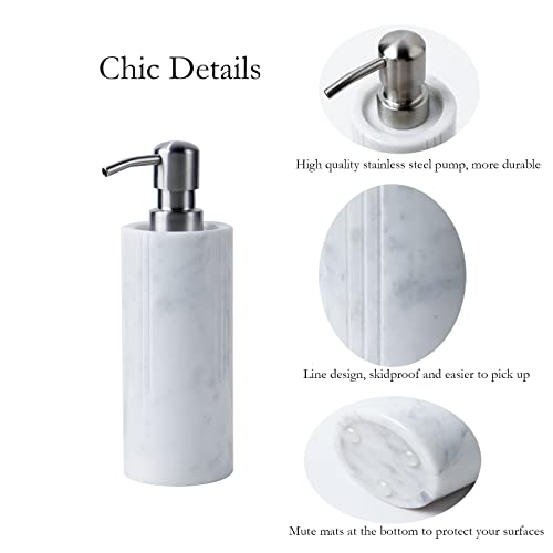 Phinilux MARBLE SOAP DISPENSER SILVER Luxurious White Marble Soap Pump Dispenser For Countertop thumb #8