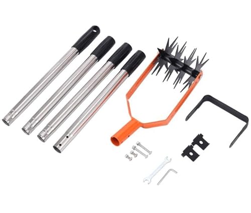 手動ロータリ耕うん機、家庭用耕うん機、除草、土壌のほぐしと回転、園芸工具、調整可能なハンドル、鋭く耐摩耗性、頑丈で耐久性があり、土壌のほぐしと混合に使用、家庭、庭、農業用庭での使用に適しています (4セクション 1.6m,ロータリー式耕うん機)