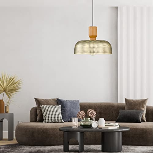 Darkaway Vintage Pendant Light Fixtures Ceiling Hanging With Hammered Metal Shade, Brushed Brass Pendant Light For Kitchen Island Lighting Hanging Lamp Adjustable Height, Medium #TOP6