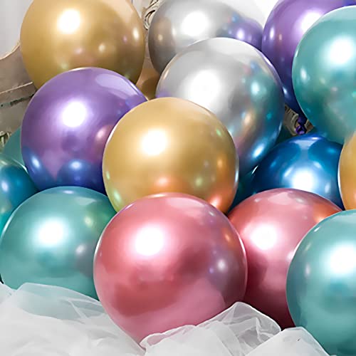 Voircoloria 120Pcs Metallic Balloons 5Inch 12 Assorted Colors Chrome Party Balloons For Boys Girls Birthday Baby Shower Gender Reveal Wedding Decorations #TOP5