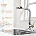 KEER Waterfall Kitchen Faucet with Pull Down Shower, Single Handle and 360° Swivel Stainless Steel Single Hole Kitchen Sink Faucet,Chrome and Gold