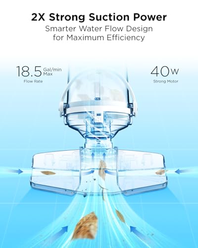 InoKraft Pool Vacuum for Above Ground Pool, Cordless Pool Vacuum for Inground Pools, Rechargeable Pool Cleaner with 18.5 GPM Suction, Above Ground Pool Vacuum with 59” Extendable Pole, Gray - Image 2