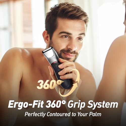 Image of Body Hair Trimmer for Men: Pubic Hair Trimmer with Mirror & LED Light - Electric Ball Shavers with Ceramic Blades & Travel Lock - Body Groomer IPX7 Waterproof Wet or Dry Use for Groin /Legs /Chest
