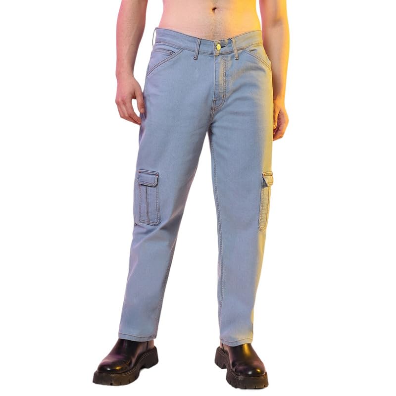 Image of CAHOOT Men's Denim Jeans Wear | Light-Wash | Button Closure | Regular Fit | Denim Jeans Crafted with Comfort Fit for Everyday Wear