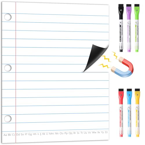 KIKIGOAL 21.5"x17" Magnetic Notebook Paper, Handwriting Lined for Classroom Whiteboard Accessories, Dry Erase Notebook Teaching Aids Homeschool Teaching Supplies