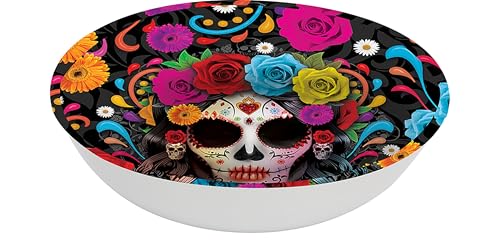 FIESTAS GUIRCA | Bol de Catrina Reutilizable (32 cm) - Decoración de Mesa para Fiestas de Halloween Terroríficas - Ideal para Festividades Mexicanas - Multicolor