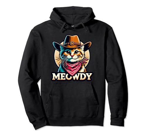 Meowdy Cat Cowboy Cute Pun Tee Sudadera con Capucha