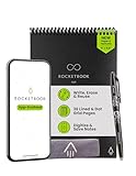 Rocketbook Flip Reusable Smart Notepad, Top Bound Notebook Executive Size 6x8.8, Black - Lined and Dotted Pages, App-Connected, Erasable, Ideal for Righties and Lefties