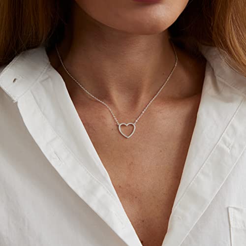 Lexody Dainty Heart Necklace Tiny Heart Pendant Choker Necklaces Small 14K Silver Plated Cute Open Heart Chain Necklace For Women Minimalist Jewelry Necklace Gifts For Her #TOP7
