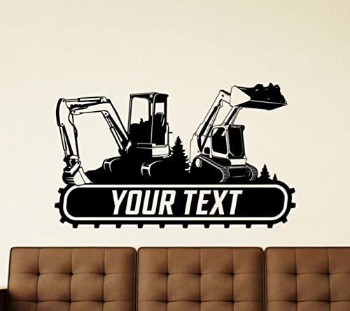 Excavator Wall Decal Vinyl Sticker Personalized Custom Name Wall Art Builder Excavator Logo Trailer Construction Truck Sign Boy Name Decor Car Decals Decor Kids Room Nursery Window Door Peel And Stick Decal Poster Print 1778 #TOP11