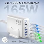 165W Charging Station, 6 Port Desktop Charger, 3 Ports 40W White - Image 4