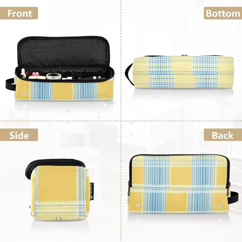 Bolsa de Viaje Grande GuoChe para Planchas de Pelo con Mat de Resistencia al Calor a Cuadros Azul y Amarillo miniatura 6