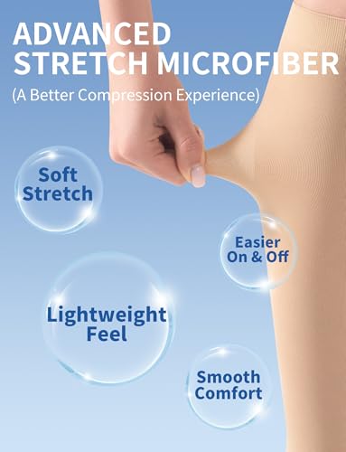 Image of Medical Soft Compression Socks 20-30 mmHg for Women & Men - High-Stretch Wide Calf Fit, Breathable Cooling Microfiber Knit, Easy-On Knee High Support Stockings