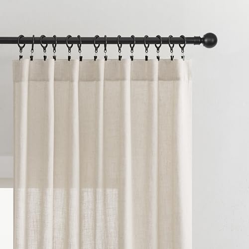 Image of Joydeco Linen Curtains for Living Room,Semi Sheer Drapes Window Long Curtains 96 inches Long Sheer Bliss