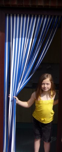 Holland Plastics Original Brand Rideau de Porte Type lamelle résistants aux bestioles et aux Mouches-Bleu ET Blanc