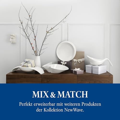 Villeroy & Boch - Newwave Eye-Catcher Doppelschale, Spülmaschinenfest, Mikrowellensicher, Salatschüssel, Schale, Obstschale, Snackschale, Geschirr Weiß, Groß, Premium Porzellan