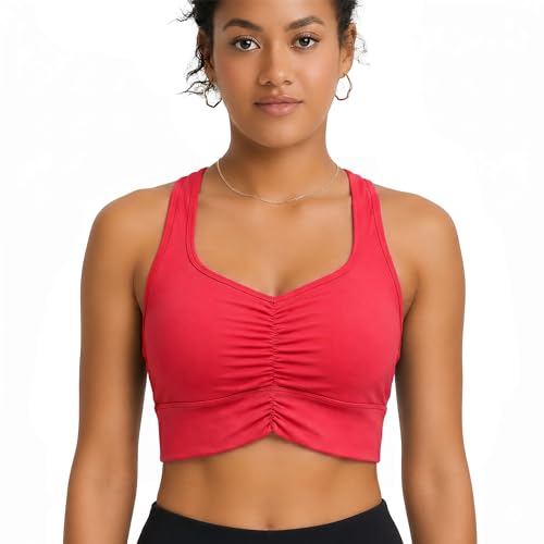 Image of POPSUGAR Sports Bras for Women - Y Back, High Neck, Strappy & Long Line Padded Racerback Bra Workout Yoga Top Racer Back Bra