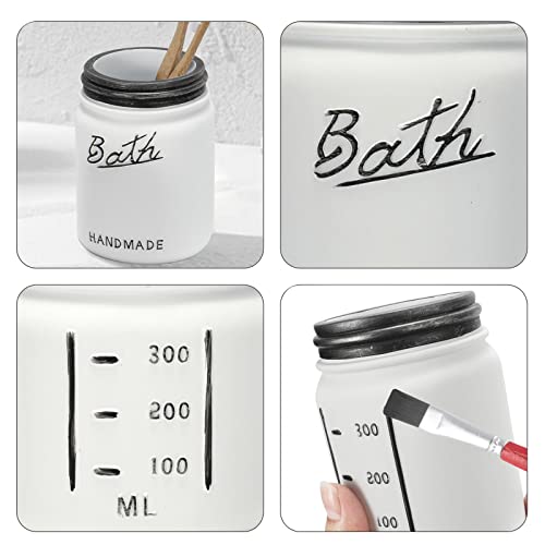 Lkkl Mason Jar Bathroom Accessories - 5Pcs Mason Jars Soap And Lotion Dispenser Set - Bathroom Sets 2 Apothecary Jars, 1 Toothbrush Holder, 1 Soap Dispenser, 1 Bathroom Tray (Black/White) #TOP6