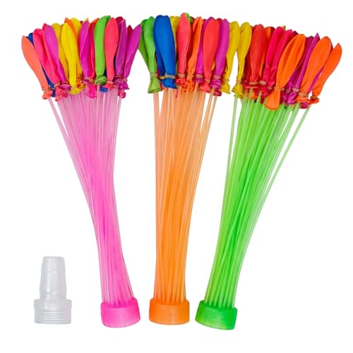 Image of Water Balloons, Water Balloons Quick Fill for Outdoor Water Games, Fast Filling Water Bombs for Summer Parties, Set of 111 Balloons with Connector in 3 Bunches