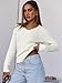 ANRABESS Womens Long Sleeve Cable Knit Sweater 2025 Fall Fashion V Neck Fitted Pullover Top Business Casual Work Fall Outfits Cream White X-Small