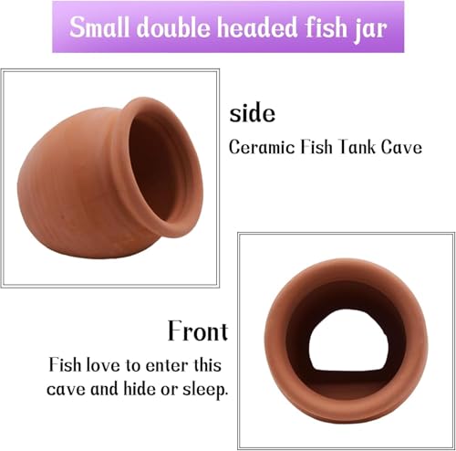 Image of RUIAN Ceramic Shrimp Hideout Cave, Betta Fish Tank Decorations, Large,Earth | Aquarium Shelter House for Shrimp, Betta, Fry and Small Fish, Breeding Spawning Hide Cave Ornament for Freshwater