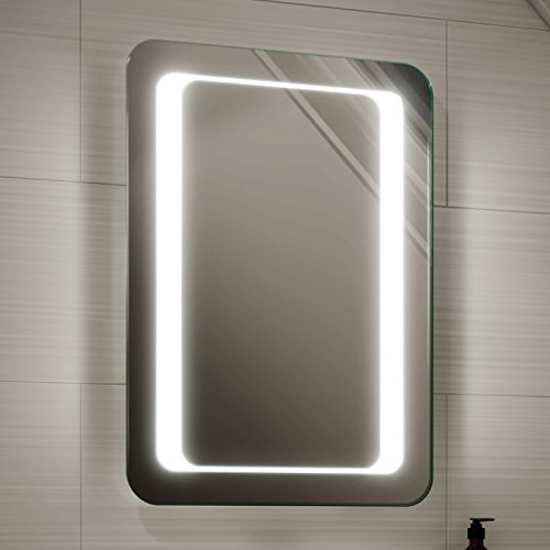 iBathUK Halo Wall Mounted LED Bathroom Mirror, Battery Powered Illuminated Mirror with Cool White 6500K Light, Light Up Mirror with Portrait or Landscape Mount in Modern Aluminium Frame, 500 x 700mm - Cosy Home Interiors iBathUK Halo Wall Mounted LED Bathroom Mirror, Battery Powered Illuminated Mirror with Cool White 6500K Light, Light Up Mirror with Portrait or Landscape Mount in Modern Aluminium Frame, 500 x 700mm