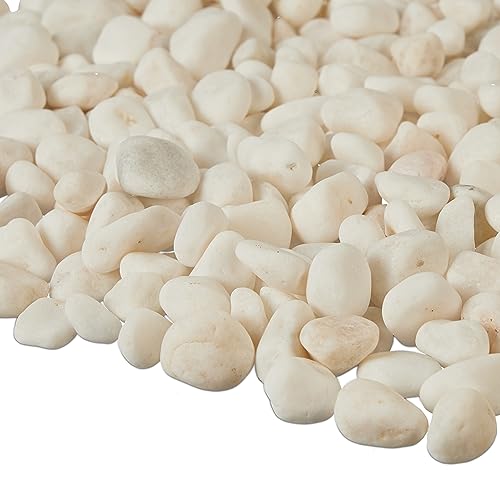Relaxdays Marmorkies, 5kg, Dekosteine, 5-15mm, Kieselsteine, Gartenkiesel, Beet, Blumentopf, Grab, Zierkies, weiß