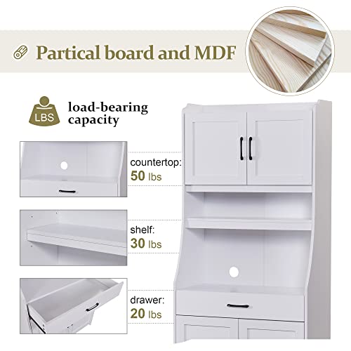 Lumisol Kitchen High Pantry Cabinet With 4 Doors And Drawer, 71" Tall Buffet Cabinet For Kitchen, One-Body Style Pantry Cabinet With Kitchen Cupboard, White #TOP6
