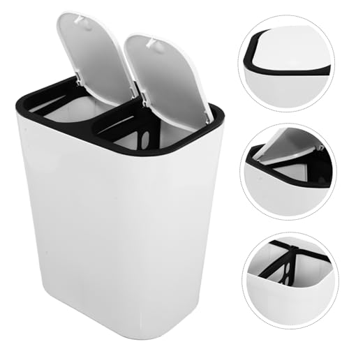 Caneca de basura rectangular blanca para cocina miniatura 7