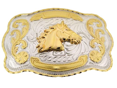 WMG Western Rodeo Horse Head Hebillas Vaqueras Large Huge Gold Tone Belt Buckle