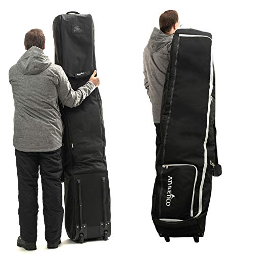 Athletico Rolling Double Ski Bag - Padded Ski Bag With Wheels For Air Trave (Black, 190Cm) #TOP1
