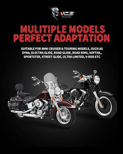 Image of MZS Motorcycle Mirrors Chrome, M8 Heavy Duty Motorbike Rear View Mirror Side Accessories Hollow Rod Compatible with Sportster Road King Street Glide Electra Dyna Softail Ultra Vrod