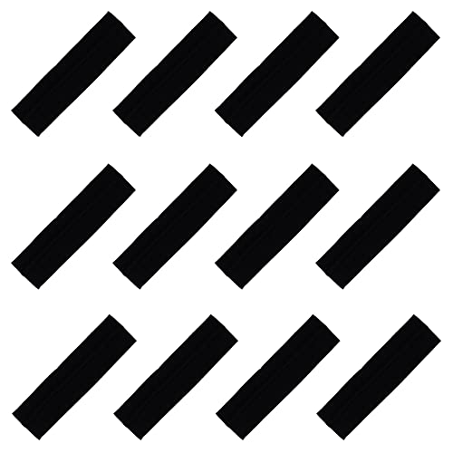 Kenz Laurenz Soft and Stretchy Elastic Cotton Headbands, Pack of 12, Black