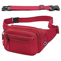 Marsupio per Uomo Donna Sportivo Unisex con Cintura Regolabile Estesa 30 cm e 6 Tasche con Cerniera Marsupi Impermeabile per Outdoor Passeggiate Escursionismo Trekking Ciclismo Viaggio (Rosso)