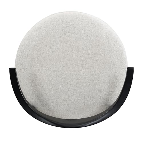 Merax Low-Back Accent Chair Mid Century Modern Upholstered Chair with Curved Backrest for Living Room Bedroom, Soft Fabric, Birch Wood, Supports 300lbs, White by Merax - Image 5