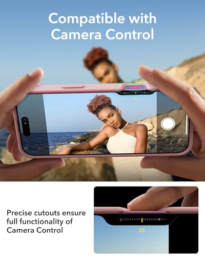 Image of ESR for iPhone 16 Case, Silicone Case with Stand, Compatible with, Military-Grade Protection, Built-in Camera Stash Stand, Magnetic Phone Case for iPhone 16, Cloud Series, Pink