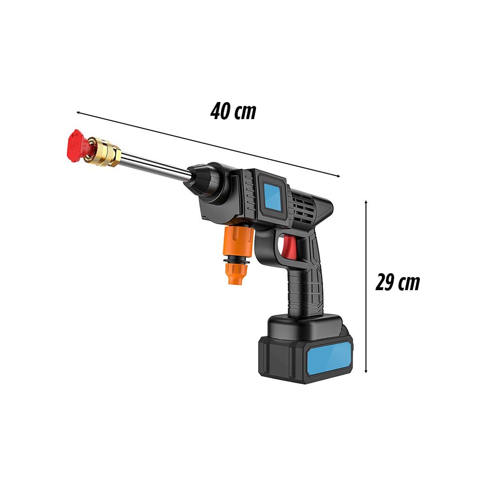 Kit Idropulitrice e Soffiatore Cordless a Doppia Batteria 48V - Lancia Lavaggio a Batteria - Lavaggio Professionale con Filtro, Tubo, Serbatoio e Attacchi - Pulizia Auto Scooter Giardino (Blu)
