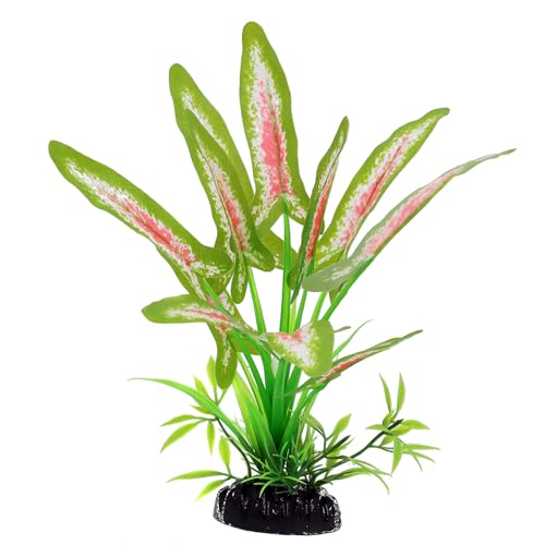 Image of Silk Aquarium Plants for Betta Fish Tank, 2 Pcs 8 Inch Small Silk Aquarium Plant Aquatic Water Grass Decoration (Green-Wine, 8 Inch)