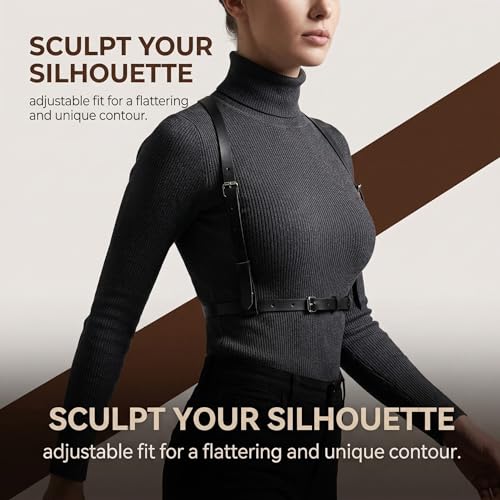 YIPFEN 1 Pcs Adjustable Leather Harness for Women, Punk Body Chain, Gothic-Style Accessory for Music Festivals, Parties, Cosplay, and Evening Wear